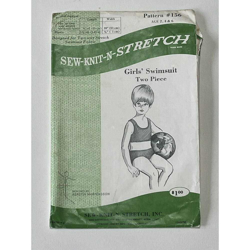 Girls Bikini 2pc Bathing Suit Size 2 4 6 Vintage Uncut Pattern 156 Swimsuit